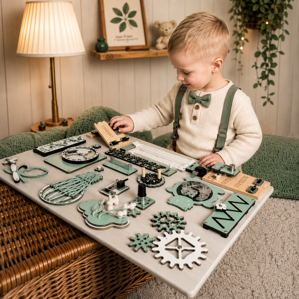 Montessori-puuhalauta ovilla ja lukoilla (40 × 60 cm)